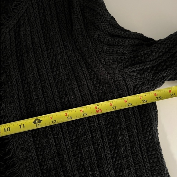 J crew black slouchy knit open front cardigan fringe details size L - Picture 8 of 8